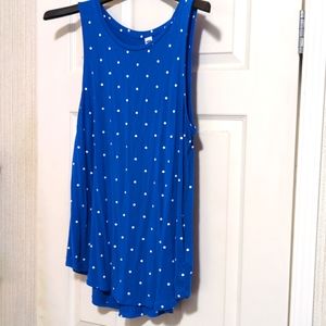 Old Navy Luxe tank top blue and white polka dot design. Size L
